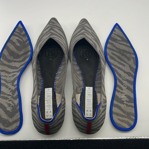 Rothy’s - The Point Gray Zebra Print Pointed Toe Ballet Flats Size 9.5 - Picture 15 of 16